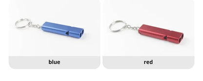 Flat Aluminum Alloy Dual Frequency Survival Whistle Double Tube Outdoor Survival Survival Whistle Equipment Equipped EDC Tool