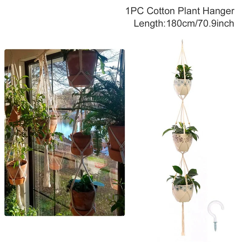 Hanging Plant Handmade Macrame Plant Hanger Flower Pot Planter Hanger Wall Decor Courtyard Garden Hanging Planter Hanging Basket - ALPENZO