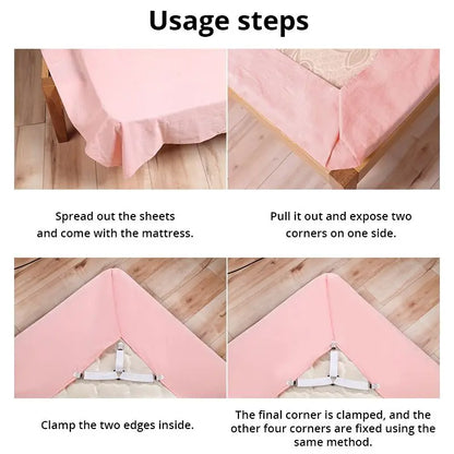 4Pcs/lot Bed Sheet Fasteners Holder Gadgets for Bed Sheet Organizer Mattress Cover Clip For Home Elastic Straps Adjustable Clips - ALPENZO