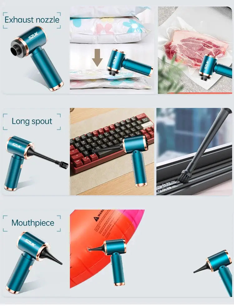 SZUK Mini Car Vacuum Cleaner Wireless Powerful Portable Cleaning Machine Handheld for Car Blow 2 In 1 Home Appliances - ALPENZO