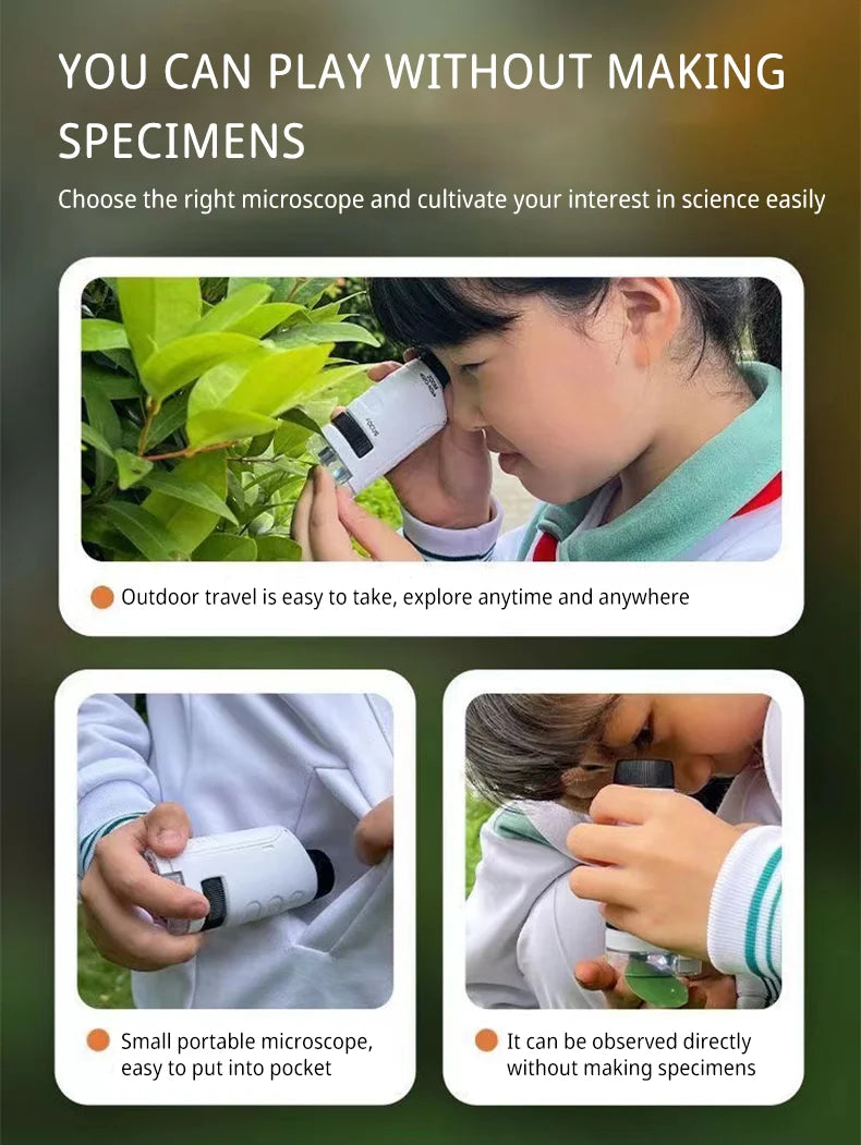 Handheld Microscope Kit Lab LED Light 60X 120X Home School Biologi Cal Science Educational Toys For Children Brinquedo STEM Gift ALPENZO