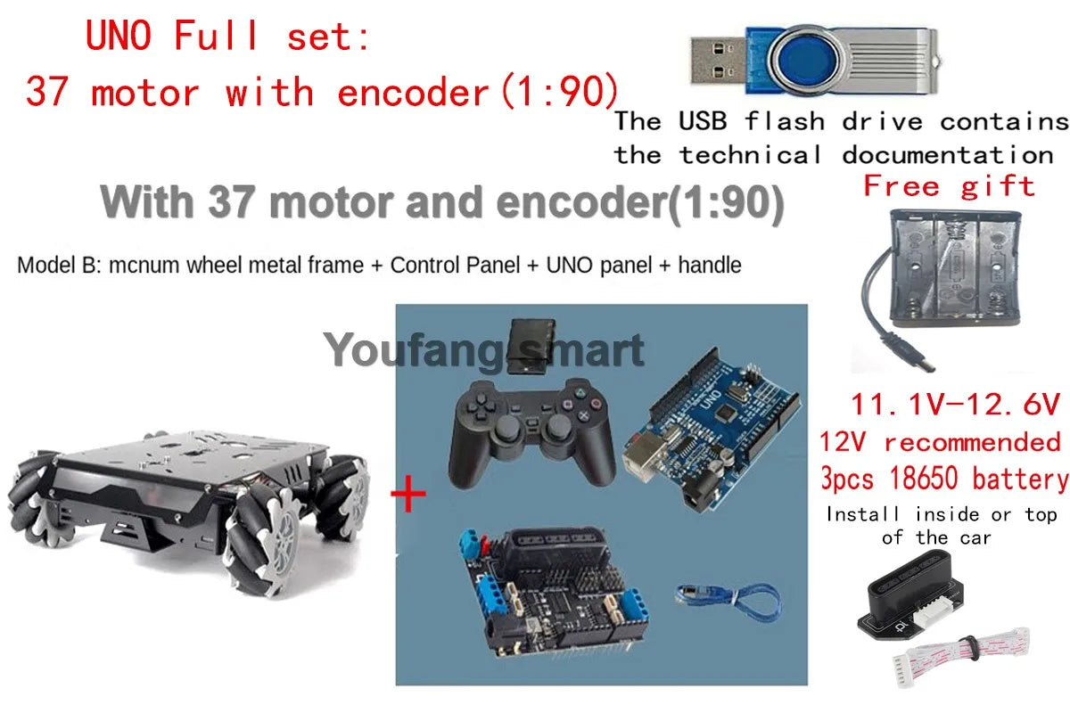 25Kg Load RC Tank V3 Mecanum Wheel Robot Car For Arduino Robot DIY Kit with Encoder Motor and Ps2 Handle Programmable robot Kit ALPENZO