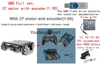 25Kg Load RC Tank V3 Mecanum Wheel Robot Car For Arduino Robot DIY Kit with Encoder Motor and Ps2 Handle Programmable robot Kit ALPENZO