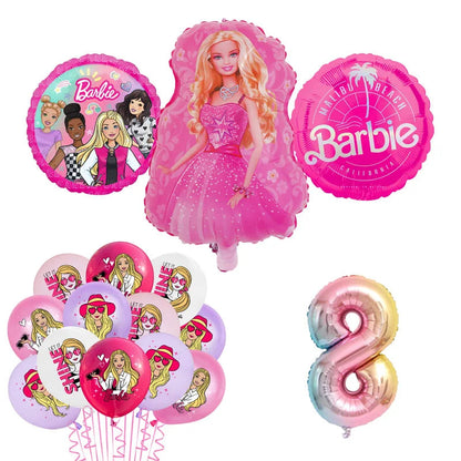 Barbie Birthday Party Supplies Pink Girl Disposable Tableware Banner Cupcake Topper Background Princess Balloons Gift Bag ALPENZO