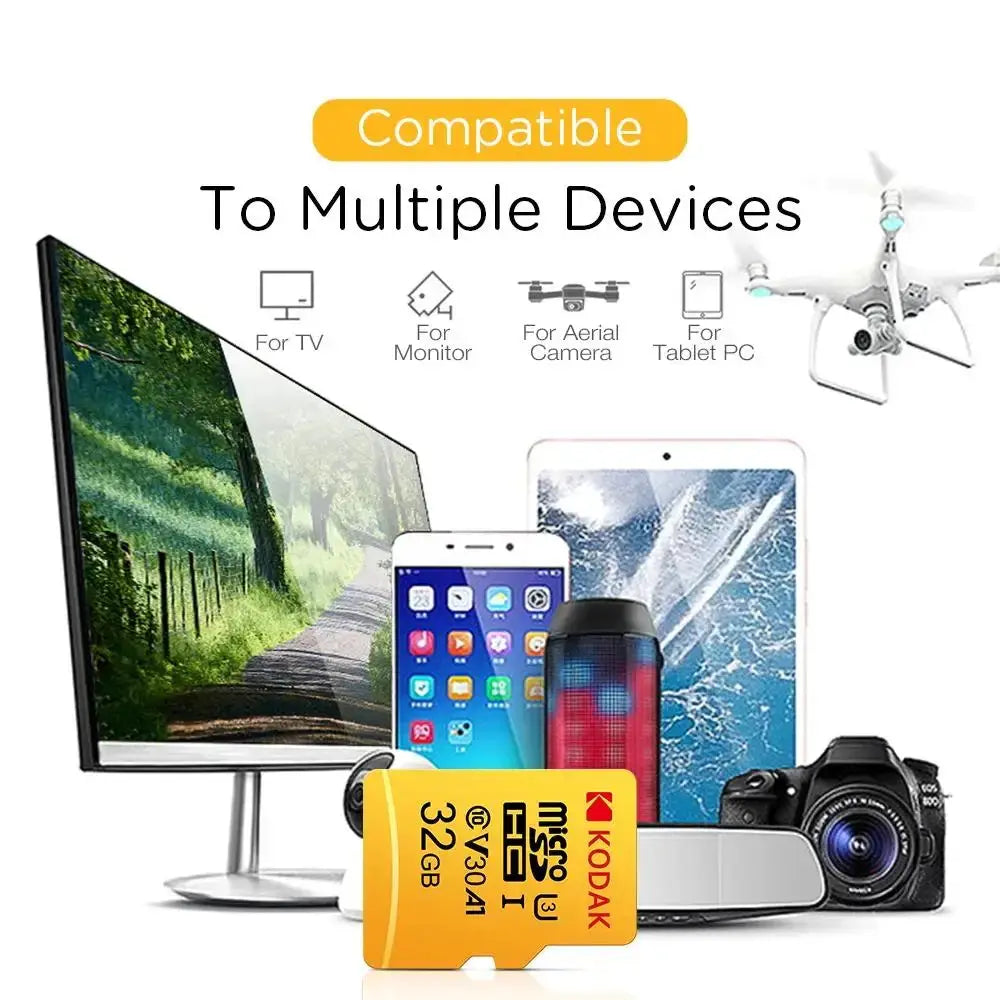 KODAK Micro SD Card Driving Recorder 64GB Memory Card For Mobile Phone PC Earphone Speaker HD Camera - ALPENZO