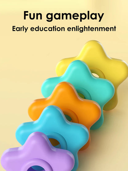 Montessori Rotating Rainbow Tower Baby stacking Puzzle Toys safety andEnvironmental Protection Colored children's Toys ALPENZO