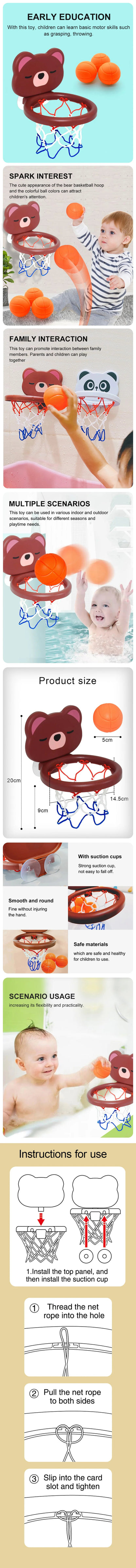 Baby Bath Toys Suction Cup Shooting Basketball Hoop With 3 Ball Bathroom Bathtub Shower Toy Kid Play Water Game Toy For Children ALPENZO