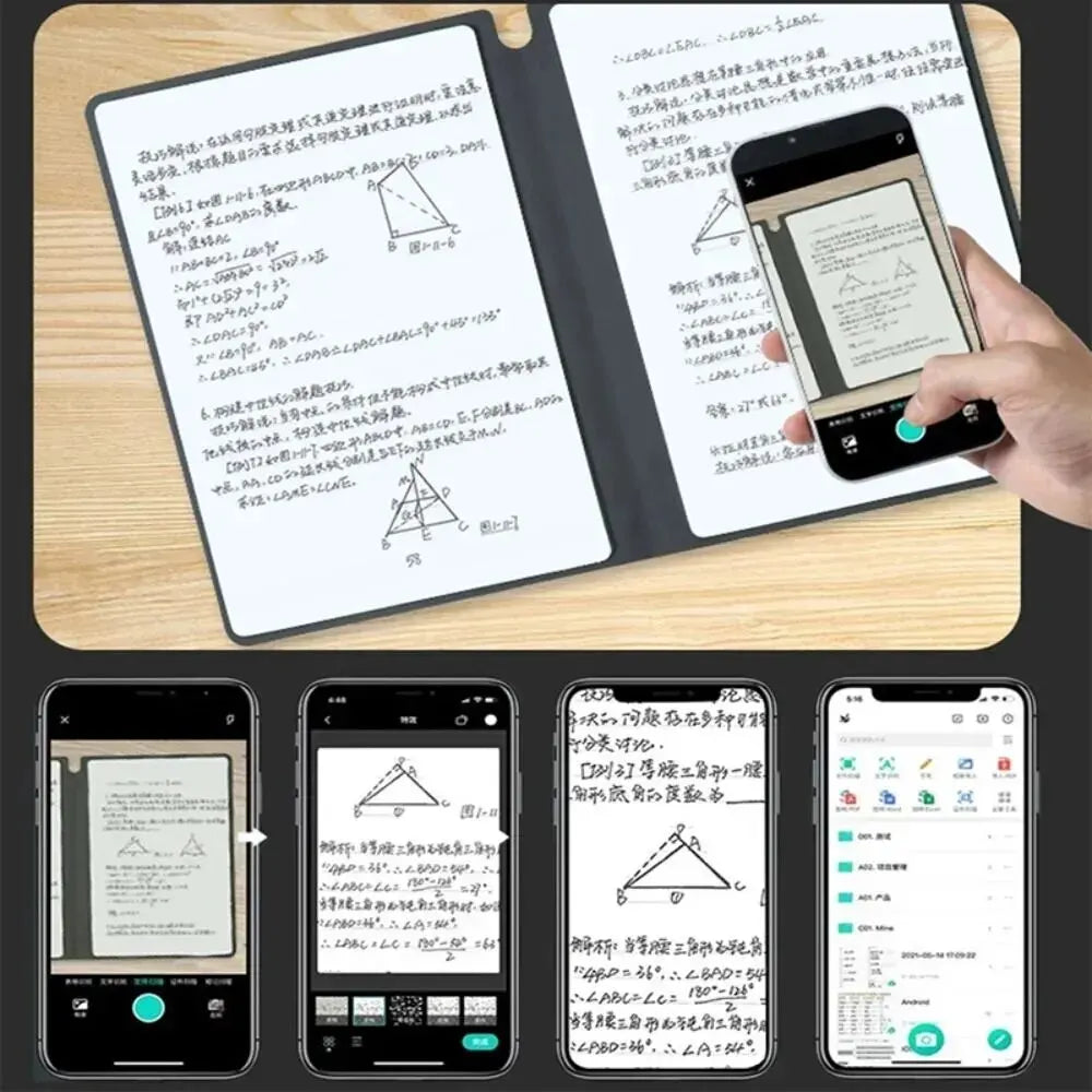 1 Pcs Reusable Whiteboard Notebook Set With Whiteboard Pen Erasing Cloth Leather Memo Pad Weekly Planner Portable Stylish Office ALPENZO
