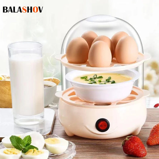 Multifunctional Egg Boiler Electric Egg Steamer Cooking Breakfast Machine Double Layers Egg Cooker Mini Steamer Poacher Kitchen - ALPENZO