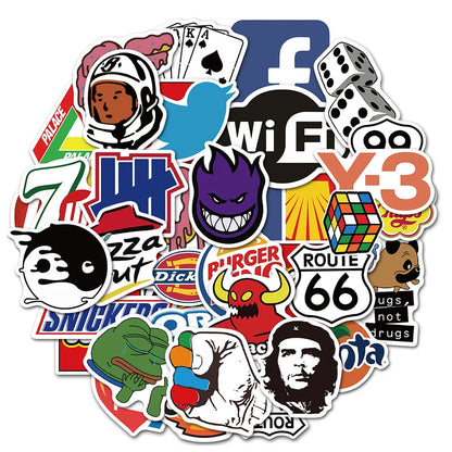 10/30/50/100Pcs Cool Fashion Brand Logo Stickers DIY Skateboard Laptop Luggage Bike Motorcycle Phone Car Cool Sticker Decal Toys ALPENZO