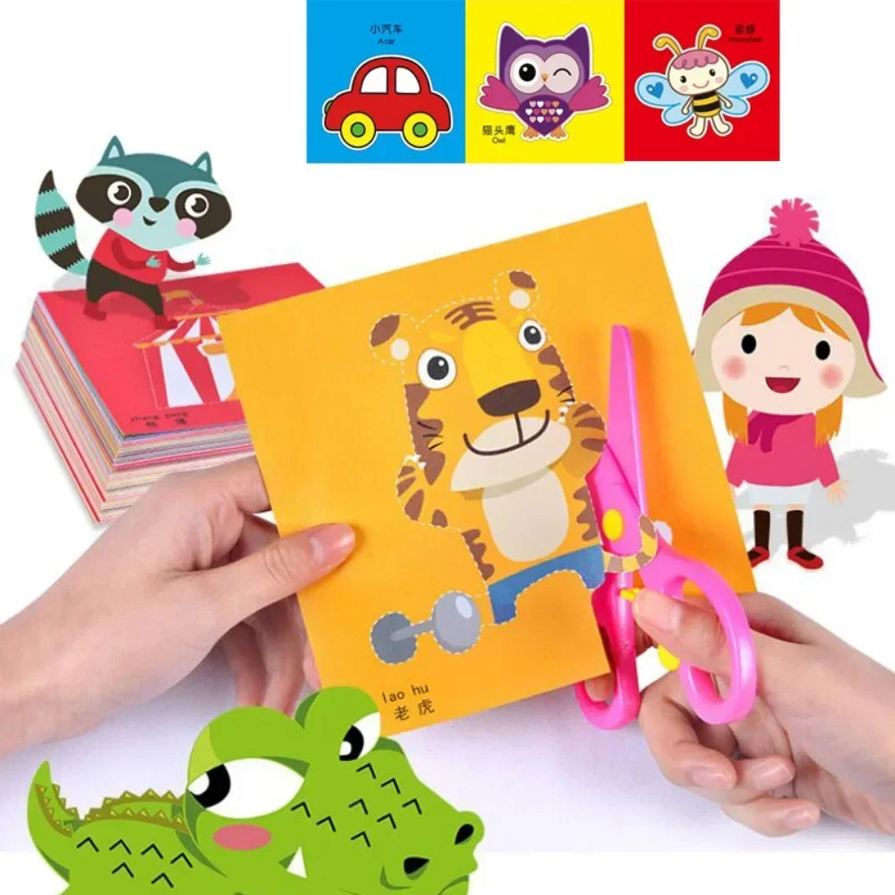48Pcs Handmade Paper Cut Book Kids Craft Toys DIY Cartoon Scrapbooking Paper Art Toys Kids Learning Toys for Children Gifts ALPENZO