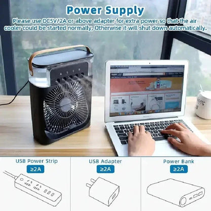 3 In 1 Fan AIr Conditioner Household Small Air Cooler LED Night Light Portable Air Adjustment Fan Office Home Fan New ALPENZO