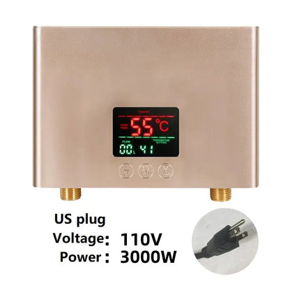 110V/220V Instant Water Heater 3000W/5500W Wall-Mounted Electric Heaters for Bathroom Hot Water Shower and Home Kitchen Heating - ALPENZO
