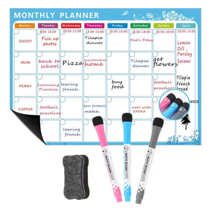 1 Set Magnetic Refrigerator Dry Erase Calendar 12" X 16" Monthly Planner Whiteboard Message Organizer For Kitchen Fridge With Fr ALPENZO