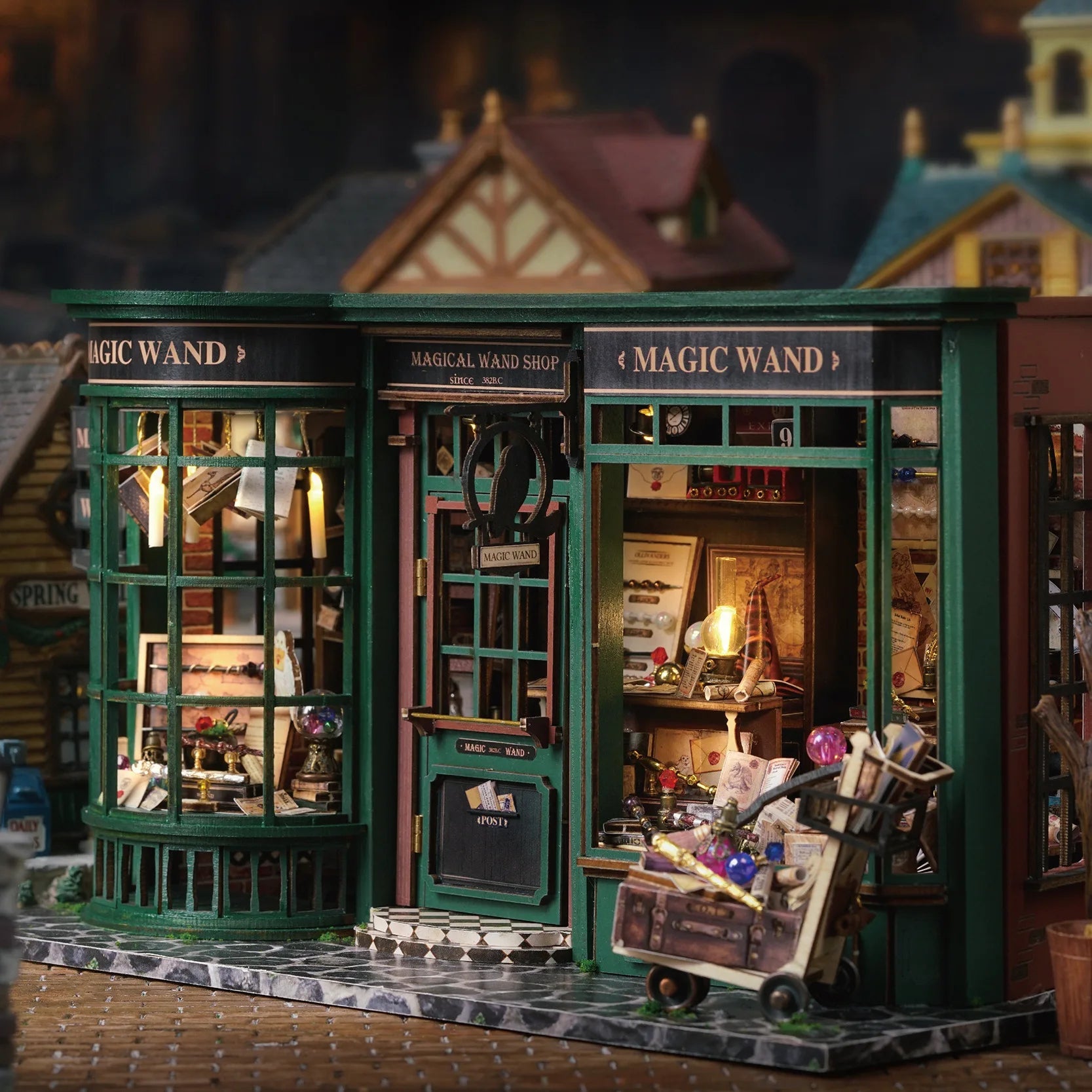 Magic Shop DIY Wooden Dollhouse Miniature Doll House Kit with Furniture Roombox Retro Home Model Toy for Children Gift ALPENZO