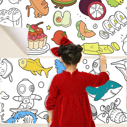 Children Drawing Roll DIY Sticky Color Filling Paper Coloring Paper Roll For Kids DIY Painting Drawing Early Educational Toys ALPENZO