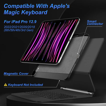Magnetic Case for iPad Pro 11 2024 Air 4 5 iPad Pro 13 M4 12.9 6th 5th 4th 3rd Gen Magic Keyboard Compatible Case Pencil Holder - ALPENZO