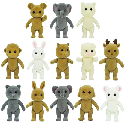 Rabbit Doll 1/12 Micro Dollhouse Reindeer Sheep Elephant Squirrel Family Kitchen Toy Miniature Furniture Set Girl Toy Gift ALPENZO