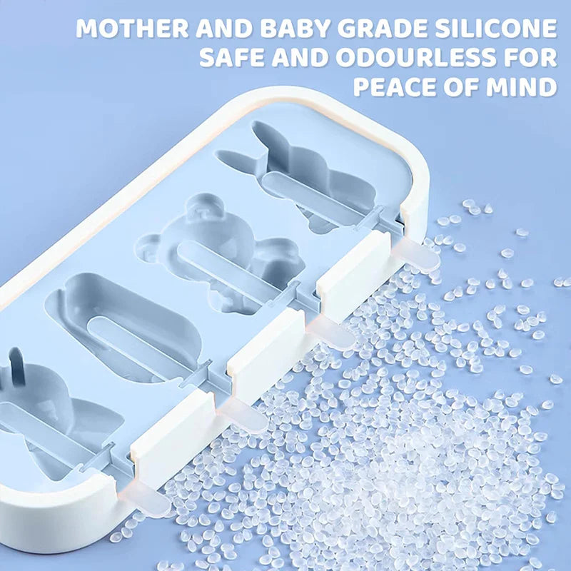 Popsicles Molds Kids Baby Cute Shapes Silicone Mini Popsicle Molds BPA Free Reusable Ice Cream Mold Popsicle Maker Homemade Set ALPENZO