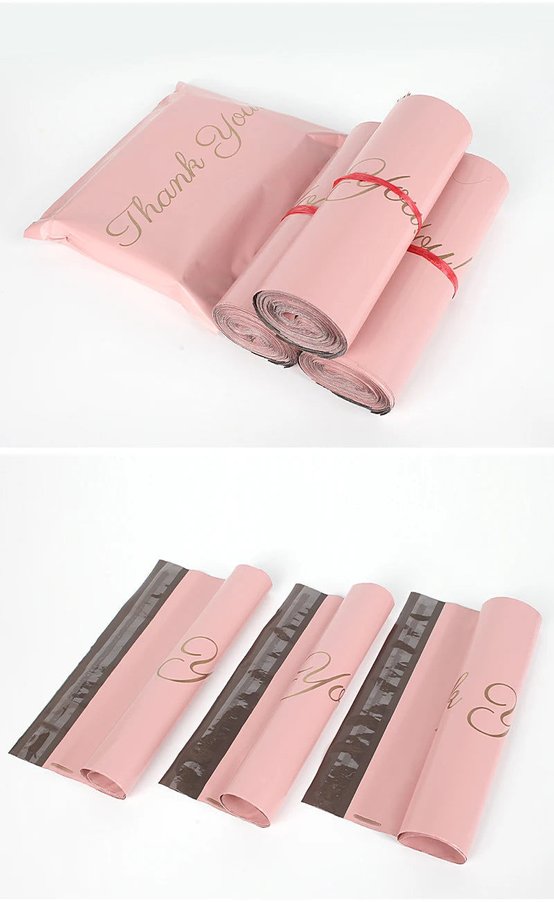 INPLUSTOP Pink Poly Express Mailing Pouch THANK YOU Clothing Opaque Courier Parcel Bag Envelope Logistics Storage Bags ALPENZO