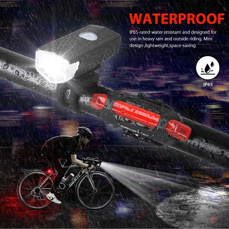 MTB Bike Front Lights USB LED Rechargeable Waterproof Mountain Bike Headlight Bicycle Safety Warning Light Cycling Accessories