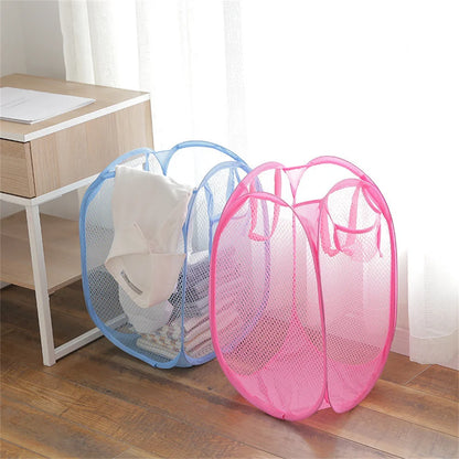 Folding Dirty Laundry Sorting Basket Washing Frame Bathroom Cloth Mesh Storage Bag Frame Bucket Laundry Organizers Storage Pouch - ALPENZO