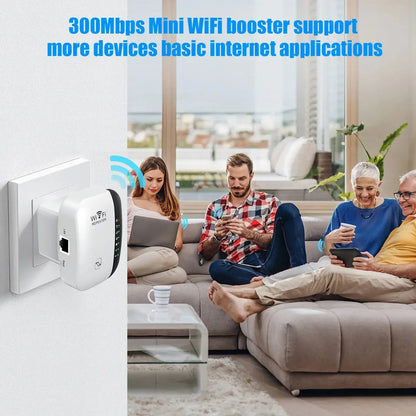 Wireless WiFi Repeater 300Mbps WiFi Extender Amplifier Booster Router 802.11N WPS Long Range 7 Status Light WiFi Repeater for PC - ALPENZO