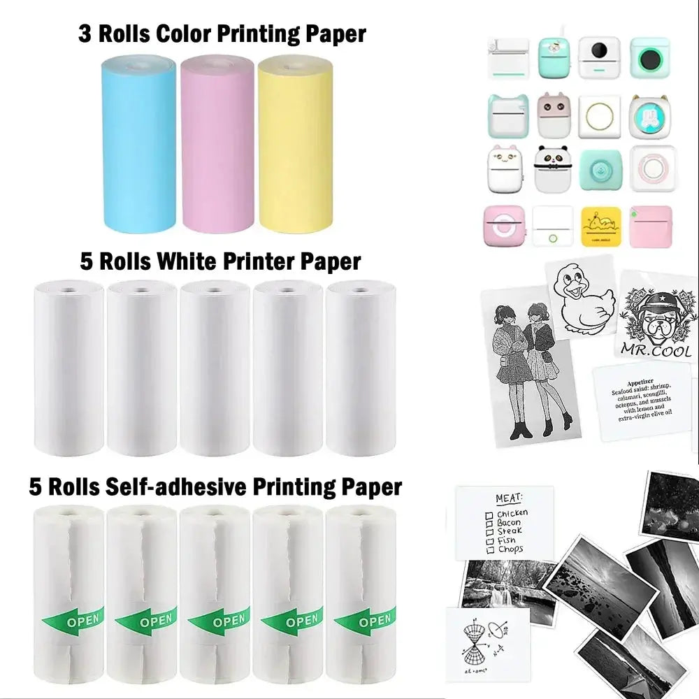 Thermal Paper MINI Printing Self-adhesive Label Sticker For Mini Printers Pose Machine Kid Camera Stickers 57mm Width Rolls - ALPENZO