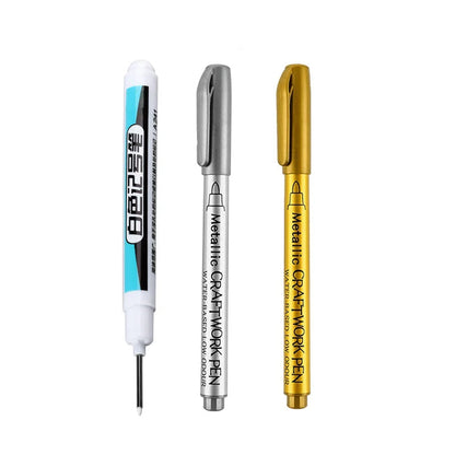1/4Pcs White Permanent Paint Pen set for Wood Rock Plastic Leather Glass Stone Metal Canvas Ceramic Deep Hole Marker 0.7mm ALPENZO