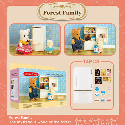 1:12 Miniature Furniture Forest Family Kitchen Toy Dining Table Dollhouse Accessories Bathroom Pretend Play For Girl Gifts Toys ALPENZO