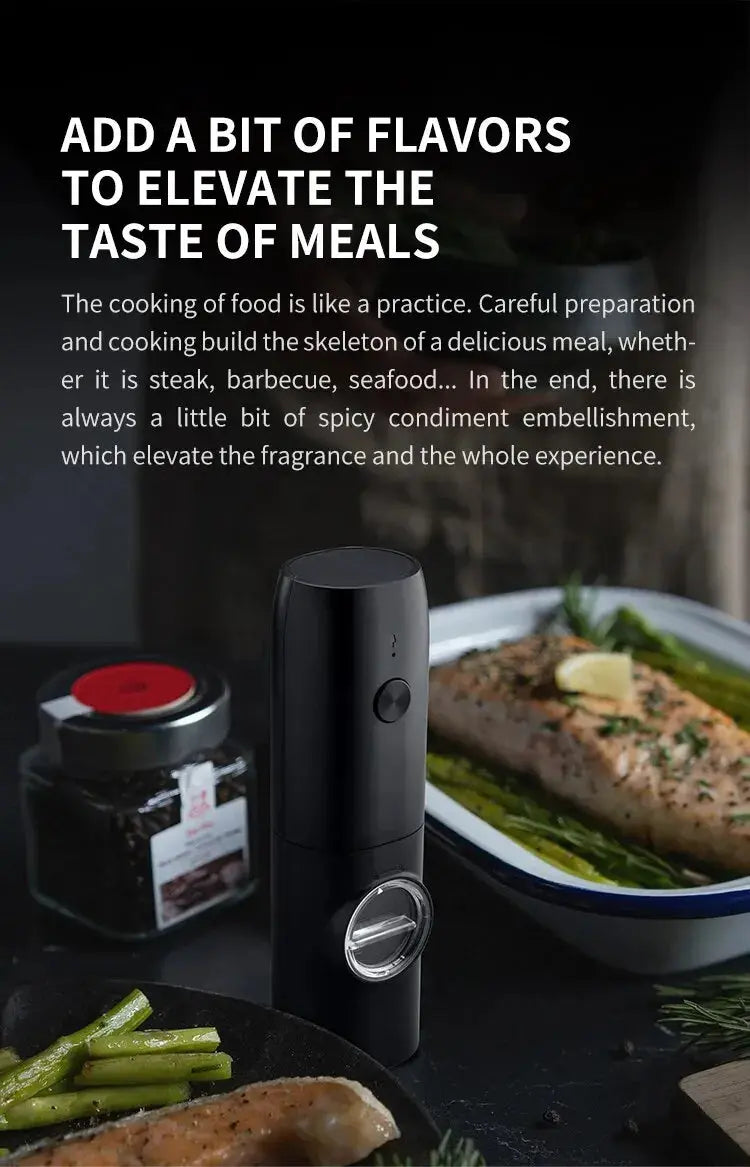 Rechargeable USB Electric Automatic Salt and Pepper Grinder Set Gravity Spice Mill Adjustable Spices Grinder Kitchen Tools - ALPENZO