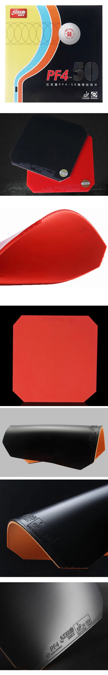 Original DHS PF4 50 Table Tennis Rubber Sticky Pimples-in PF4 Ping Pong Rubber for Loop Driving with Attack