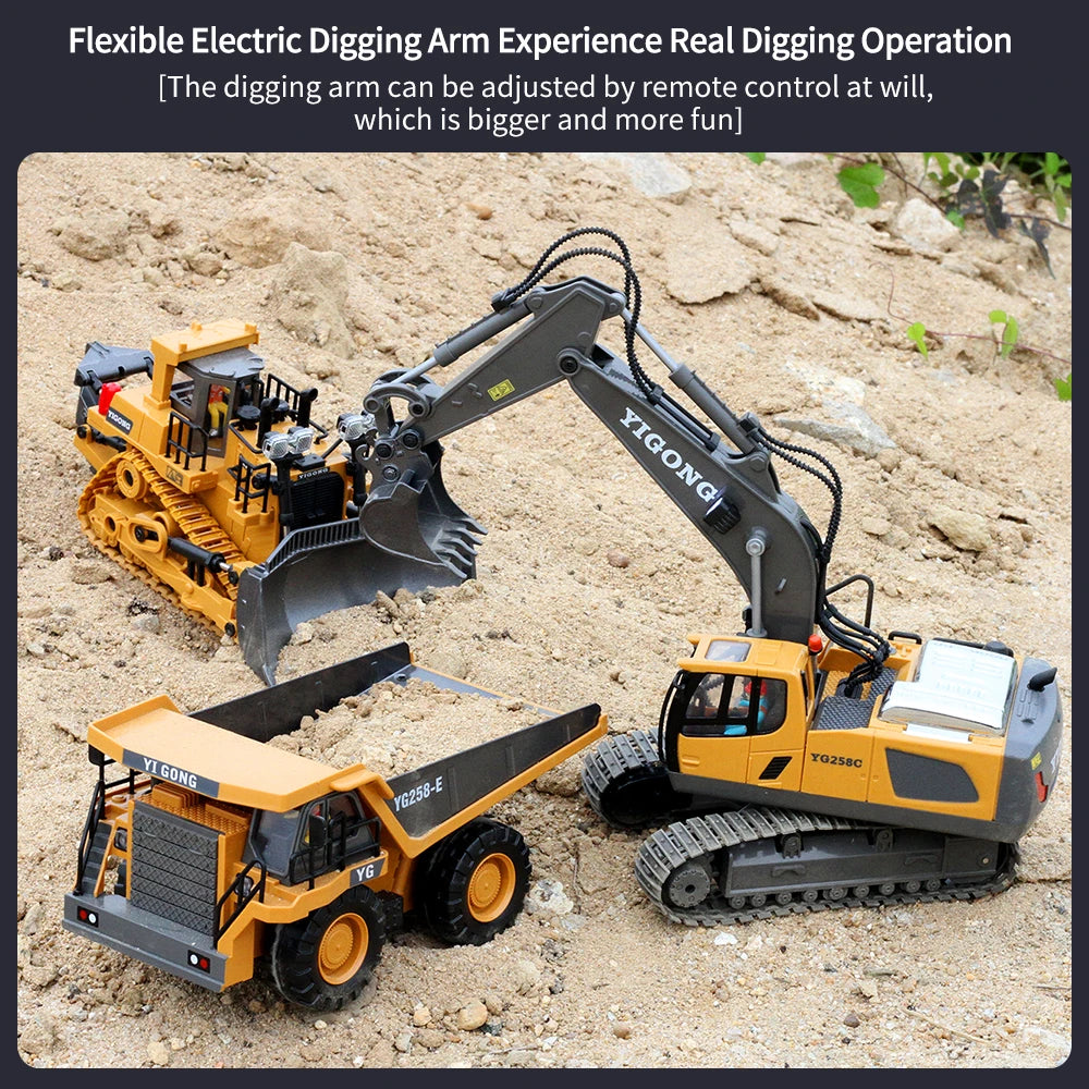 RC Car Children Toys Remote Control Car Toys For Boys Radio Control Excavator Dump Truck Bulldozer Electric Car Kids Toys Gift ALPENZO