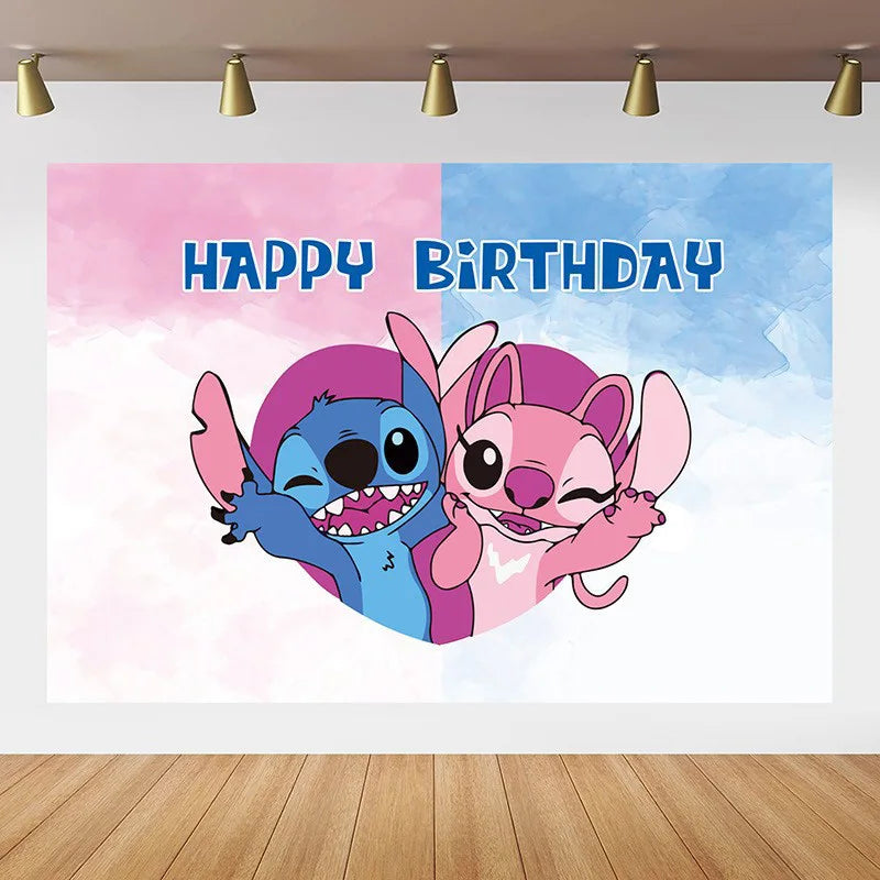 Disney Pink Lilo&Stitch Birthday Party Decorations Disposable Plate Angel Balloon Baby Shower Girls Birthday Party Supplies ALPENZO