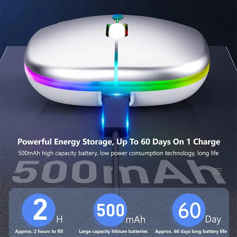 Tablet Phone Computer Bluetooth Wireless Mouse Rechargeable RGB Backlight Mice for iPad PC Laptop Tablet Phone 2.4GHz USB Mouse - ALPENZO