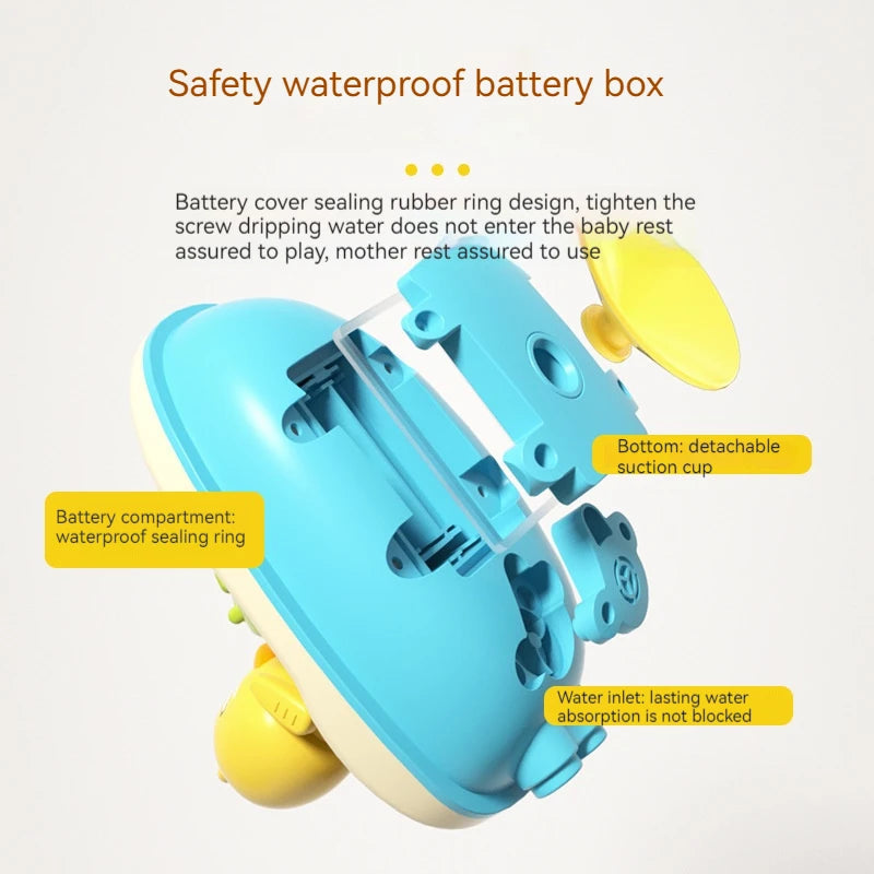 Cute Duck Bathtub Boat Toy with 3 Emotional Ducks Automatic Water Spray Toys for Toddlers, Sensory Interactive Baby Shower Gift ALPENZO