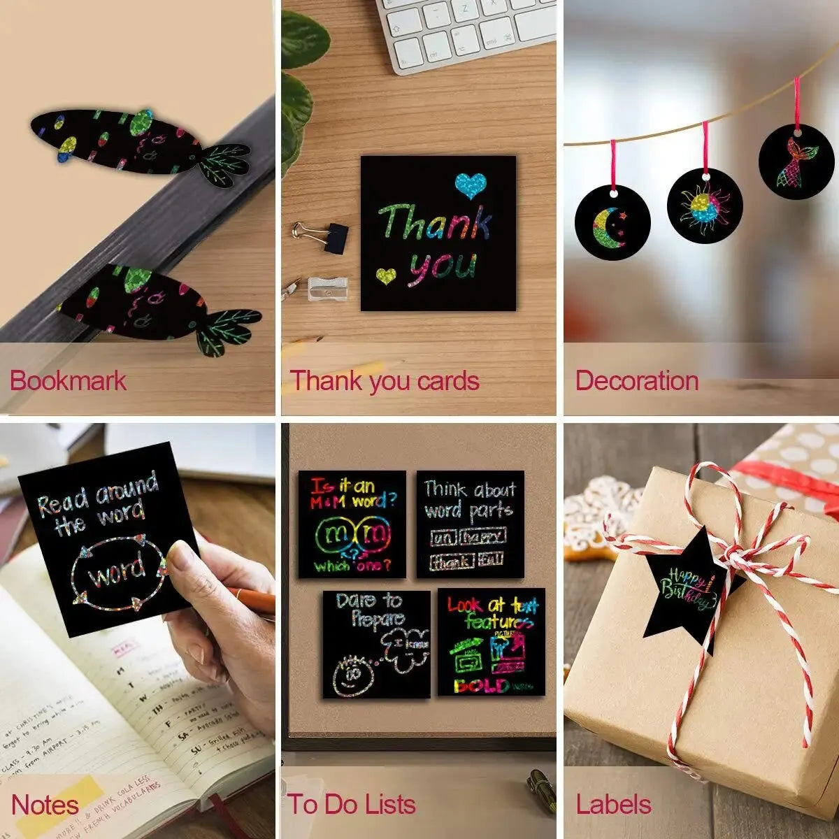 100Pcs Dazzling Scratch Painting Parent Child Interactive Toys Note Cards Handmade Painting ALPENZO