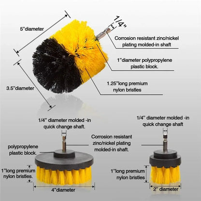 3pcs Drill Brush Attachment Set Power Scrubber Brush With Drill Scrub Brush For Cleaning Showers Tubs Bathroom Tile Grout Carpet