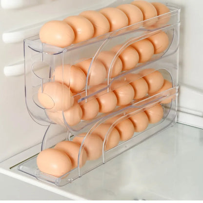 Large Capacity Automatic Egg Roller Household Four Tier Refrigerator Egg Storage Box Space Saving Kitchen Dedicated - ALPENZO