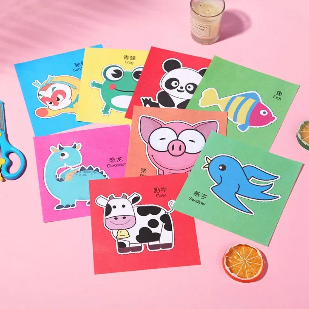 48Pcs Handmade Paper Cut Book Kids Craft Toys DIY Cartoon Scrapbooking Paper Art Toys Kids Learning Toys for Children Gifts ALPENZO