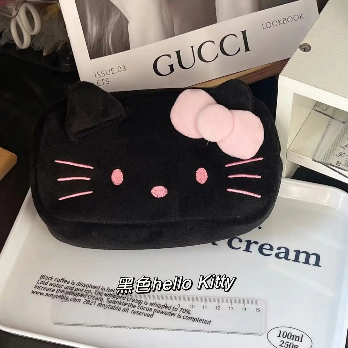 Japanese Cat Pen Bag Cute Printed Cartoon Plush Student Pen Bag Simple And Fashionable Multi Functional Large Capacity Storage ALPENZO