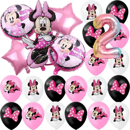Minnie Mouse Party Decoration Disposable Tableware Minnie Cup Plate Balloon For Girls Baby Bath Birthday Party Supplies ALPENZO