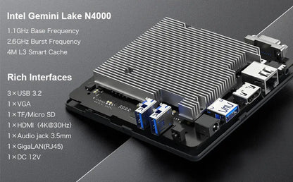 MLLSE Mini PC M2 Air Intel Gemini Lake N4000 Windows 11 6GB RAM 128GB ROM Dual-Band WiFi Bluetooth USB Mini Computer - ALPENZO
