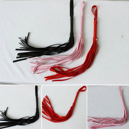 PU Leather Pimp Whip Racing Riding Crop Party Flogger Hand Cuffs Queen Black Horse Riding Whip Equipment