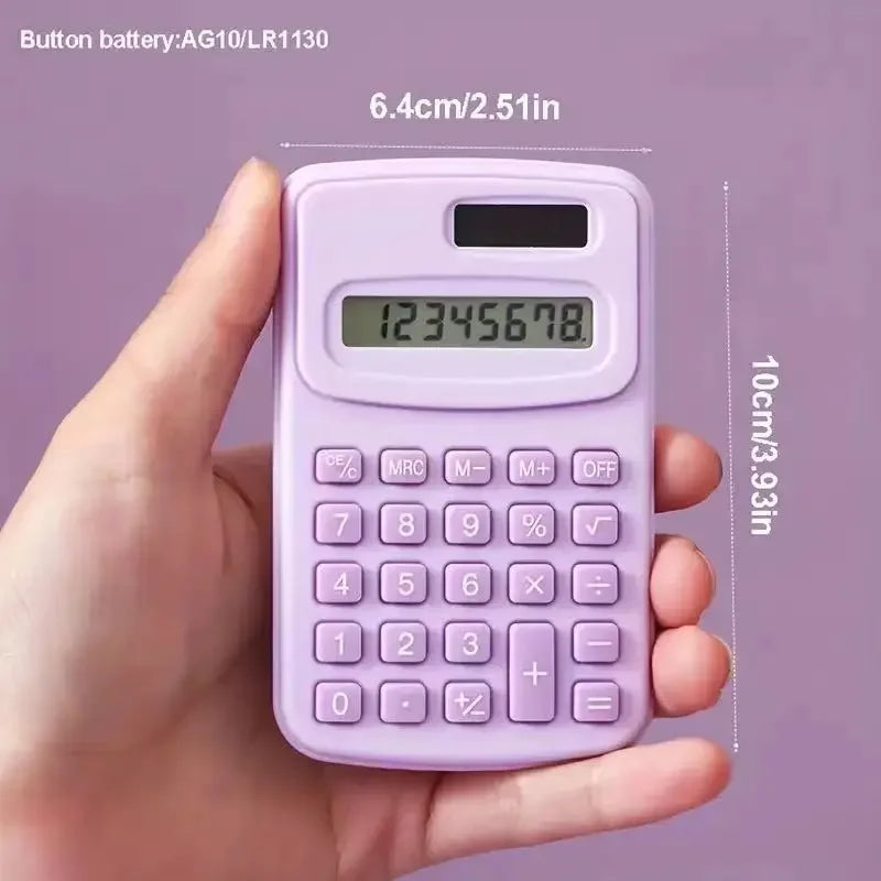 Small Solar Calculator Portable Calculator Cute 8 Digits LCD Electronic Calculator Home Office Primary School Teaching Supplies ALPENZO