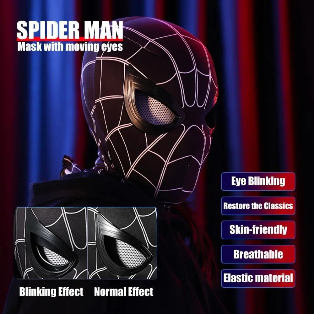 Spiderman Mask Eyes Movable Remote Control Peter Parker Spiderman toys children  Halloween Cosplay Costume Mask Christmas Gifts ALPENZO