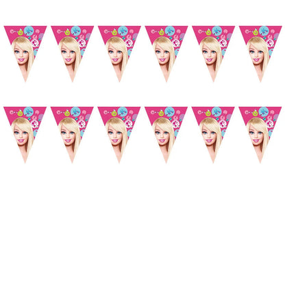 Barbie Birthday Party Supplies Pink Girl Disposable Tableware Banner Cupcake Topper Background Princess Balloons Gift Bag ALPENZO