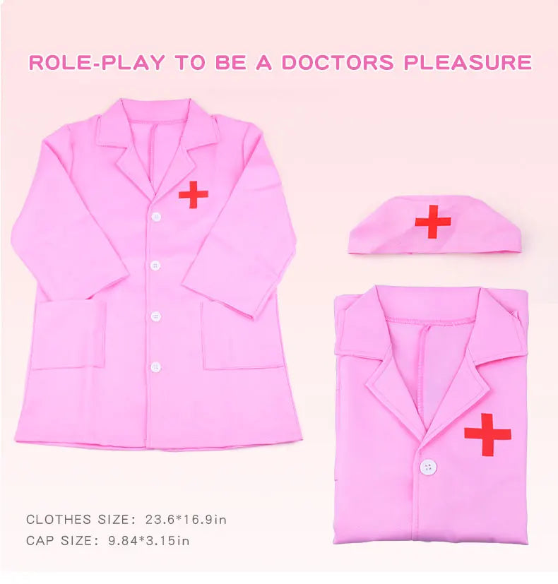 Doctor's clothes, long-sleeved nurse's children's performance clothes, family toys ALPENZO
