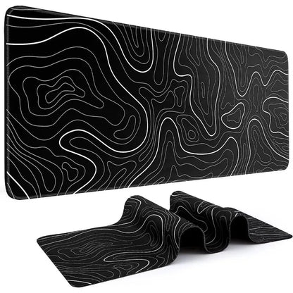 Large Extended Gaming Mouse Pad with Non-Slip Rubber Base,Topographic Design,for Full Desk Keyboard and Mouse Support ALPENZO