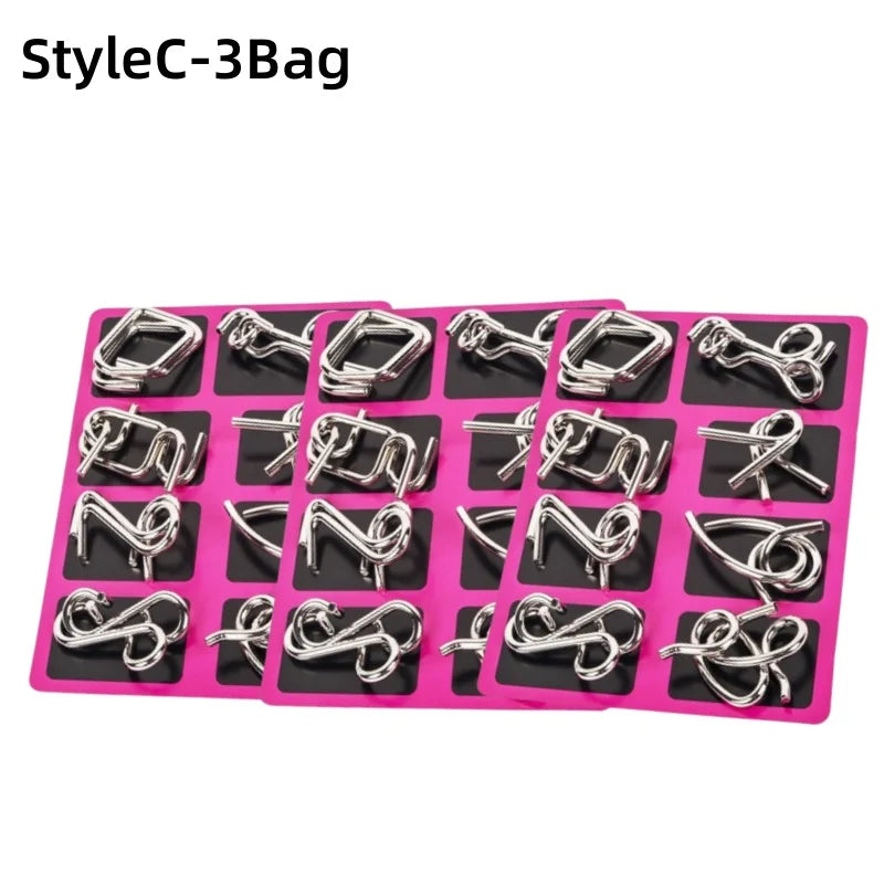 8Pcs/Set Metal Montessori Puzzle Wire IQ Mind Brain Teaser Puzzles Children Adults Interactive Game Reliever Educational Toys ALPENZO